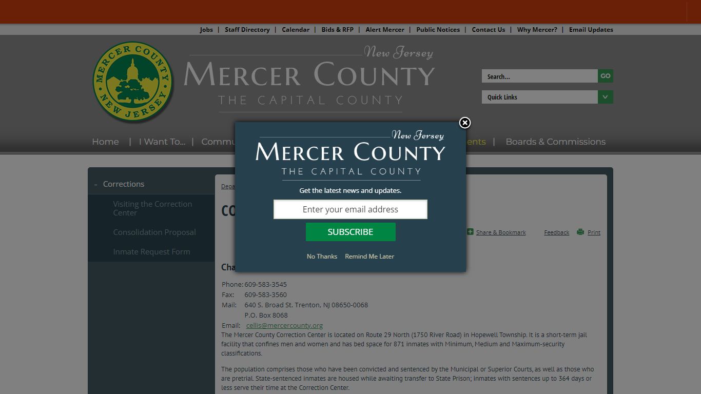 Corrections | Mercer County, NJ